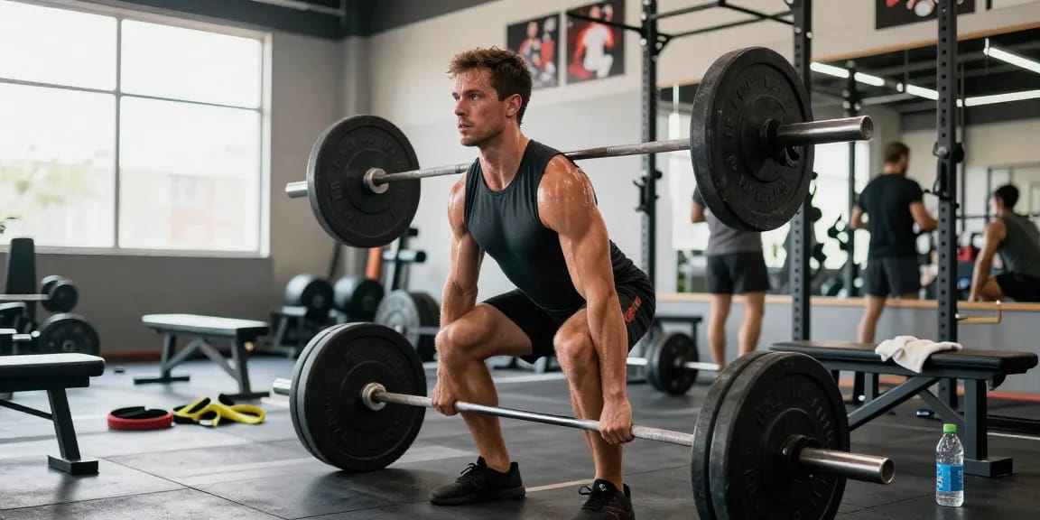 Anabolika Shop energizing gym scene showcasing a bodybuilder lifting weights and training hard in a professional gym environment