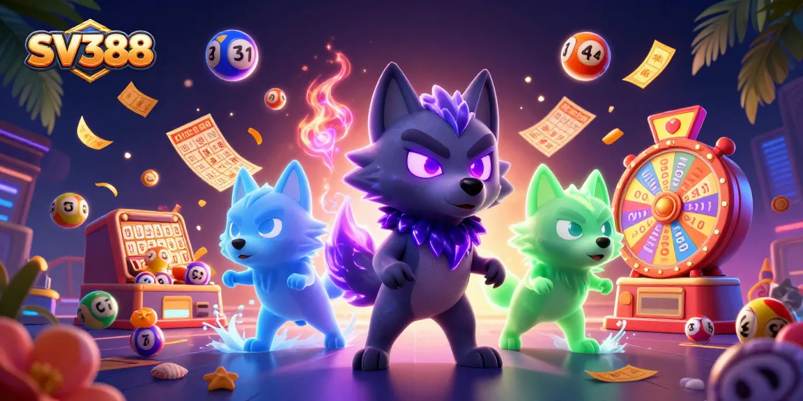 Engage in SV388 gameplay with lively lottery elements and mystical wolf characters.