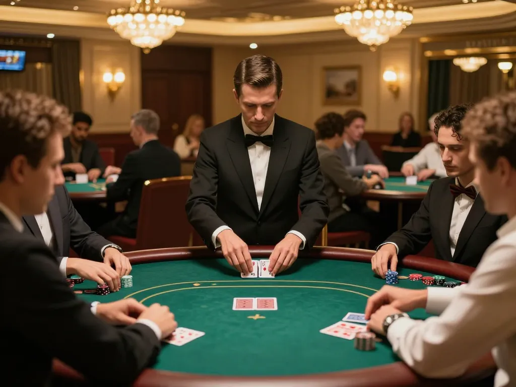 Engaged players at a luxury poker table representing trang chủ dn88 in a thrilling casino environment