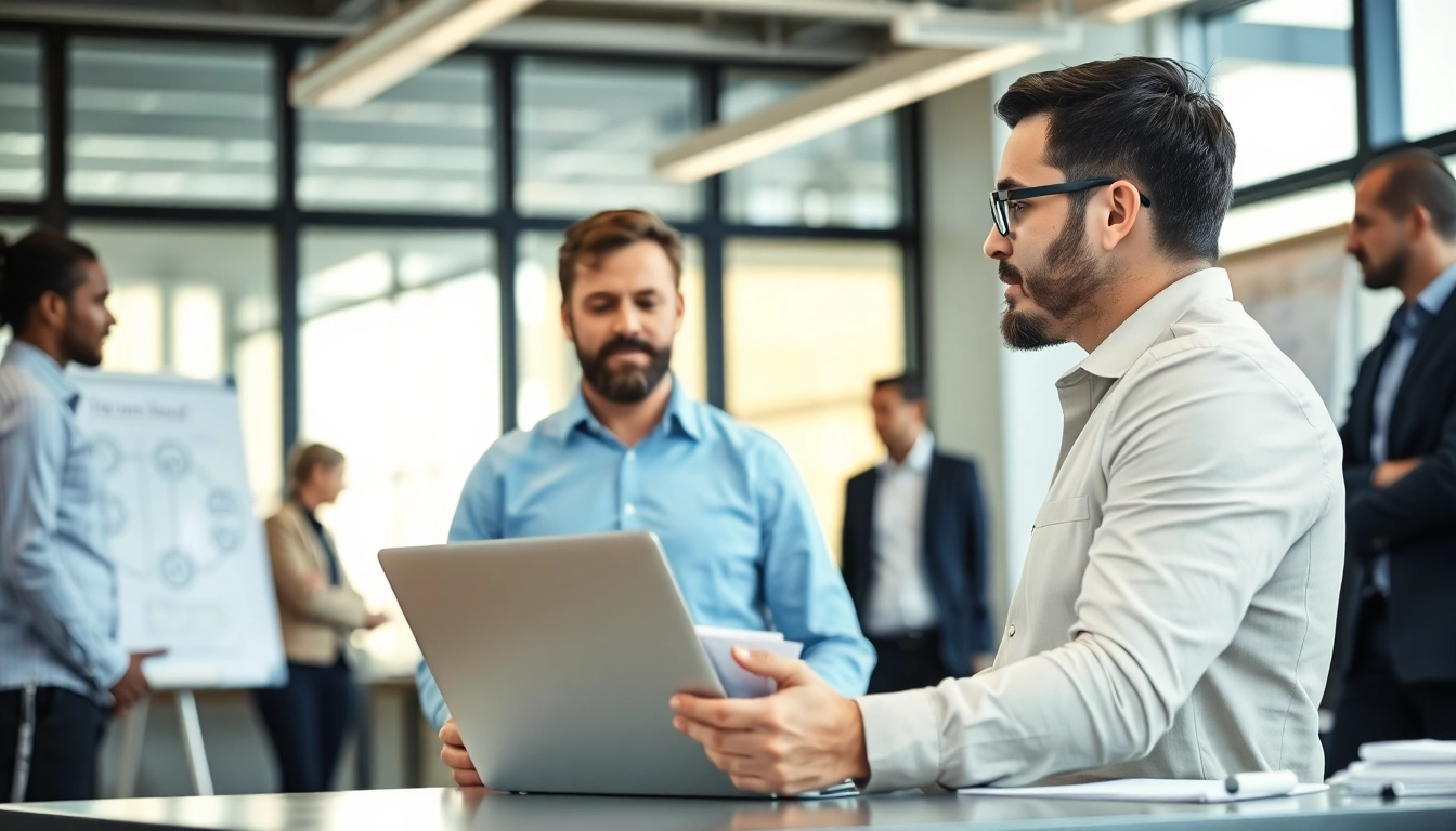 Headhunter Ingenieure engagiert bei der Platzierung von Ingenieuren in einem modernen Büro.