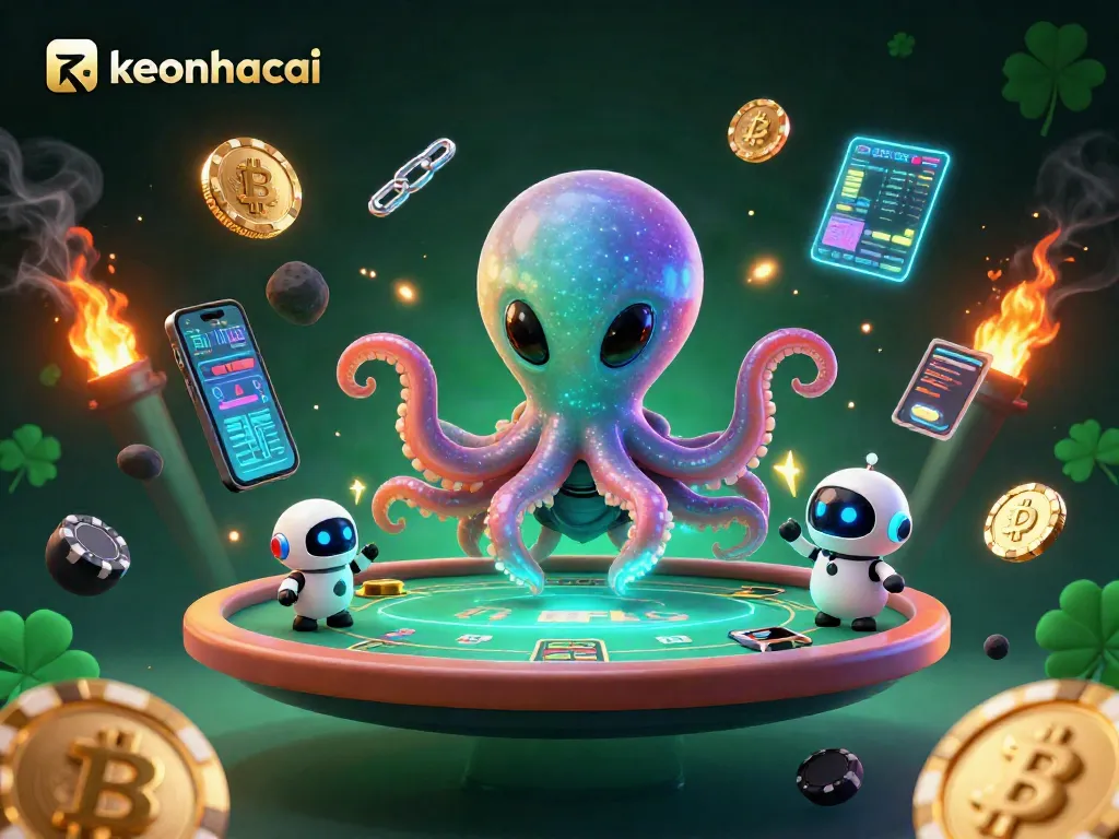 Engage in high-stakes betting action with keonhacai featuring a thrilling poker scene and cosmic elements.