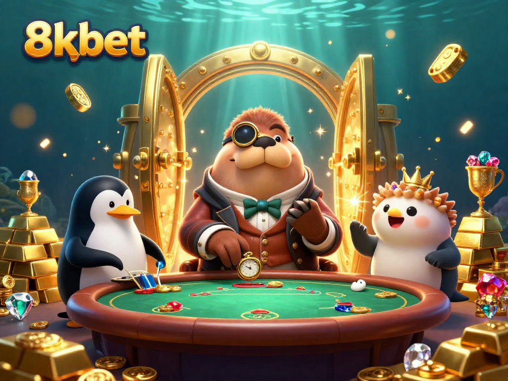 Experience thrilling poker action at 8xbet with a charismatic walrus player and dynamic underwater elements.