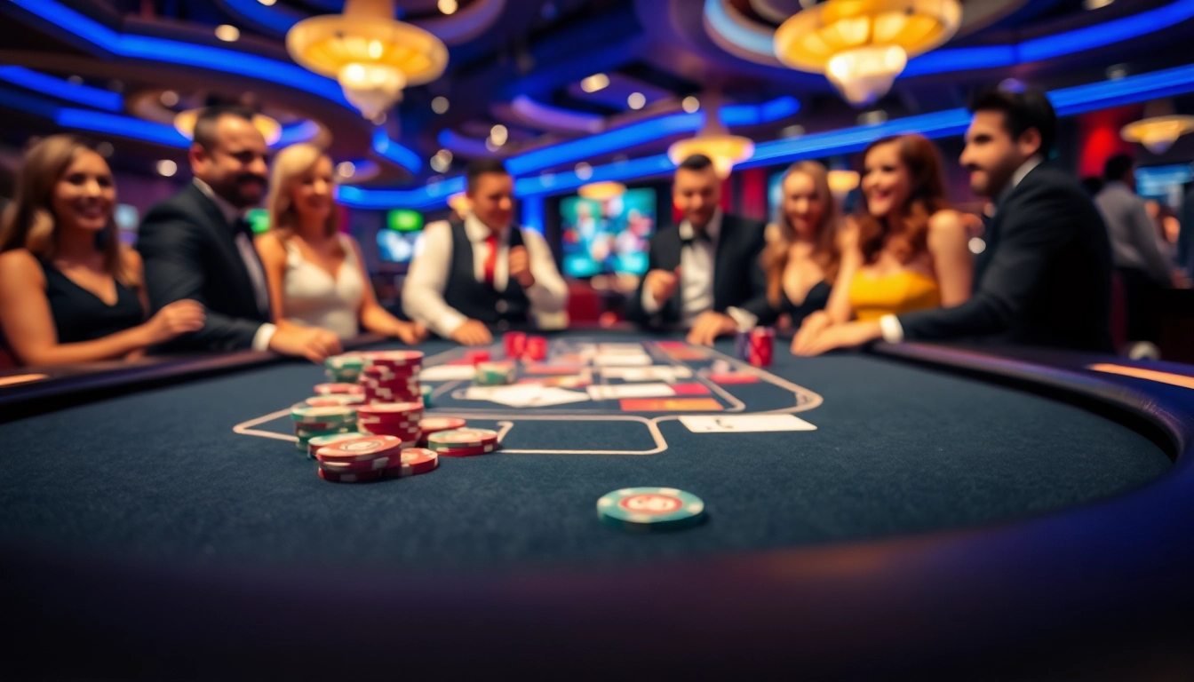 Spannende Casino-Erfahrung bei casinospielen.de mit bunten Spielchips und Karten auf einem eleganten Tisch.