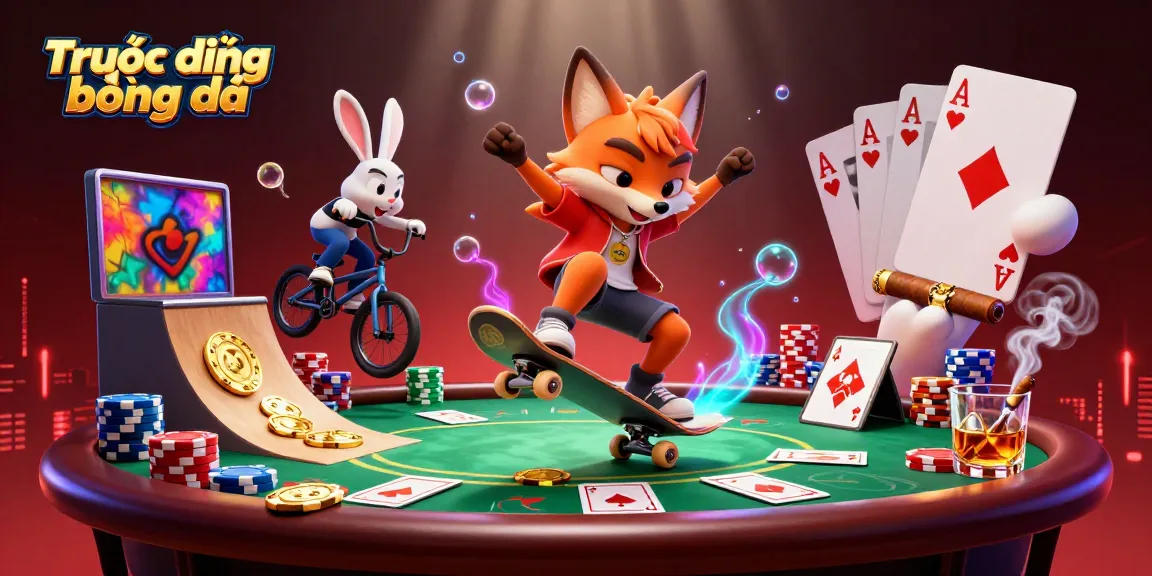 Experience Trực tiếp bóng đá with vibrant 3D cartoon characters amidst casino-themed action.