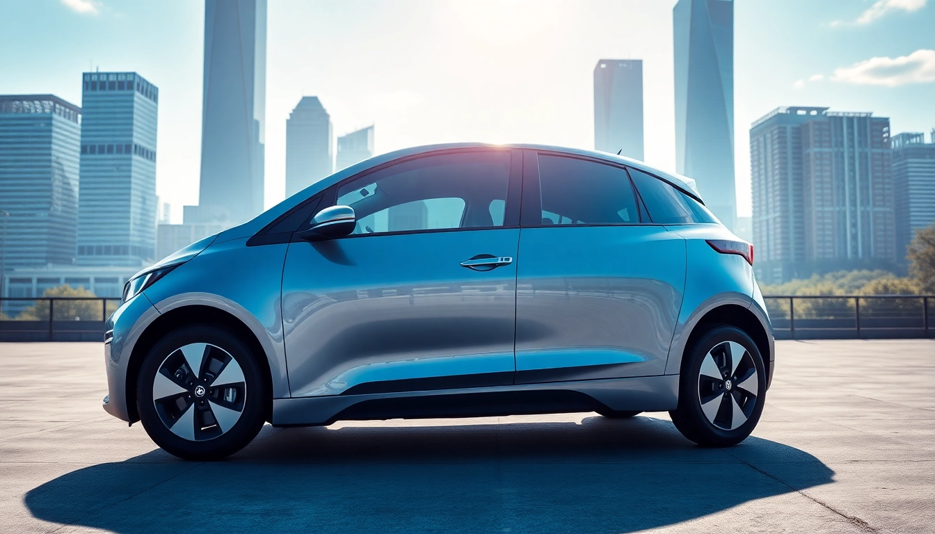 Elektroautos in urban landscape, highlighting modern design and sustainability.