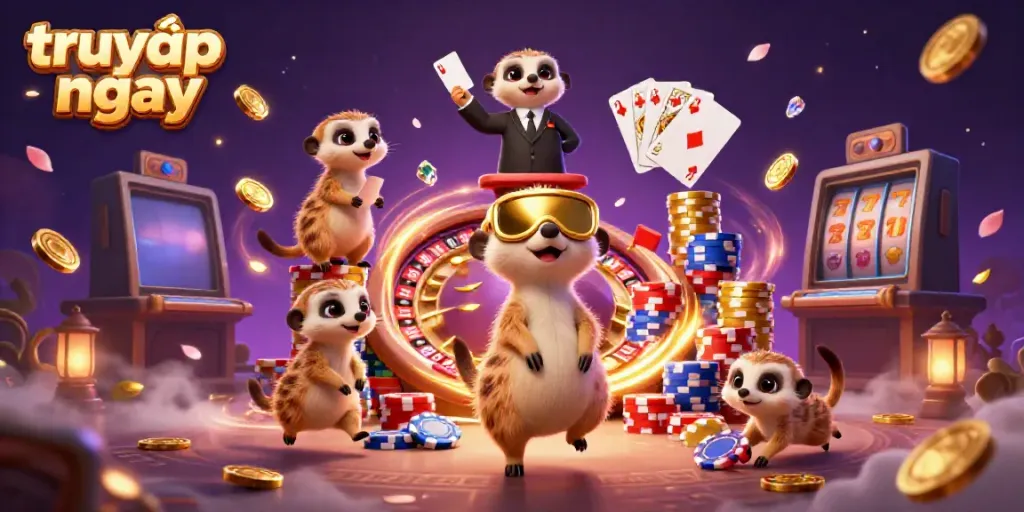 Engage with vibrant 3D meerkats in a lively casino scene as you truy cập ngay for thrilling gameplay.