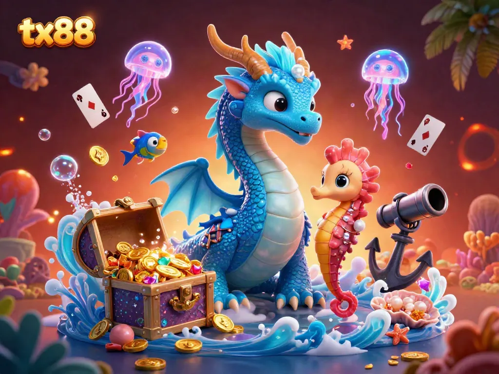 Engage in exciting casino adventures with tx88, featuring vibrant underwater characters and game elements.