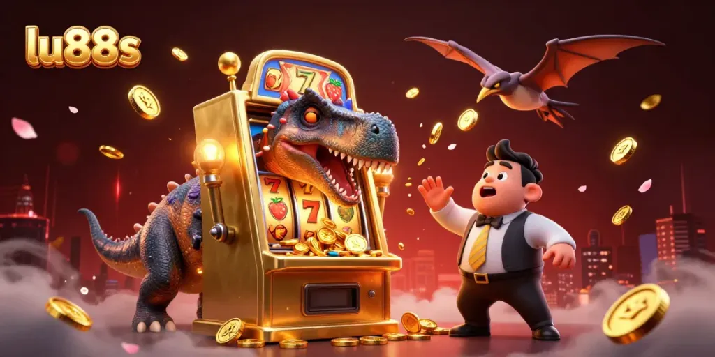 Catch jackpot coins at lu88s while pachycephalosaurus hits the slot machine!