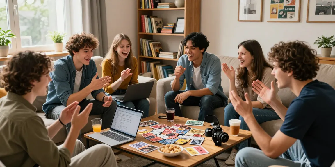 Friends enjoying a lively Quiz Allgemeinwissen game night in a cozy setting.