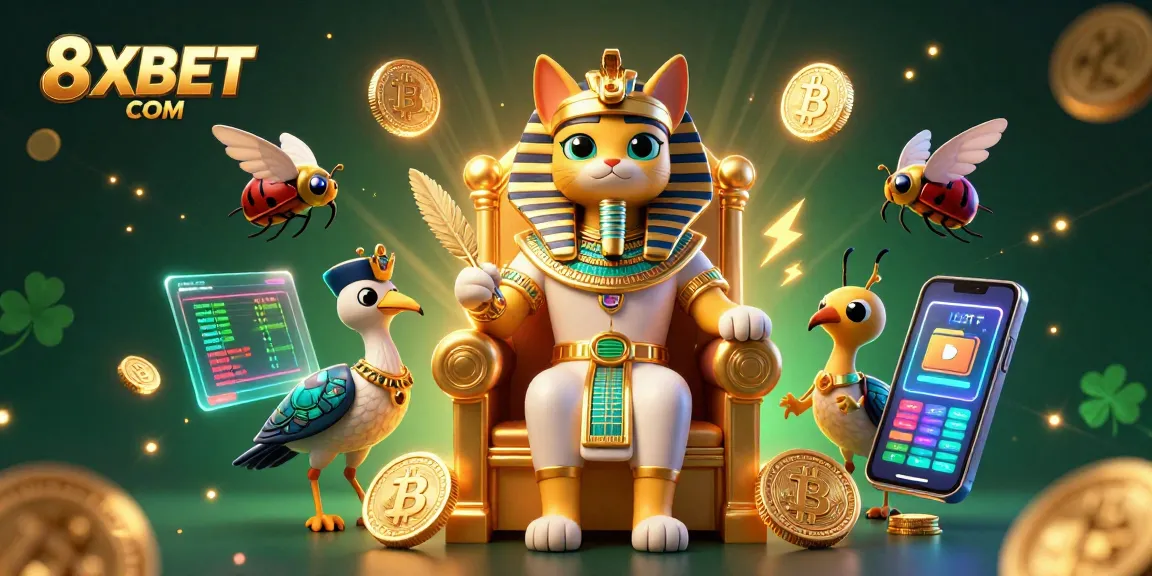Engage with 8XBET COM for an exhilarating online gaming experience, featuring Egyptian-themed casino elements.