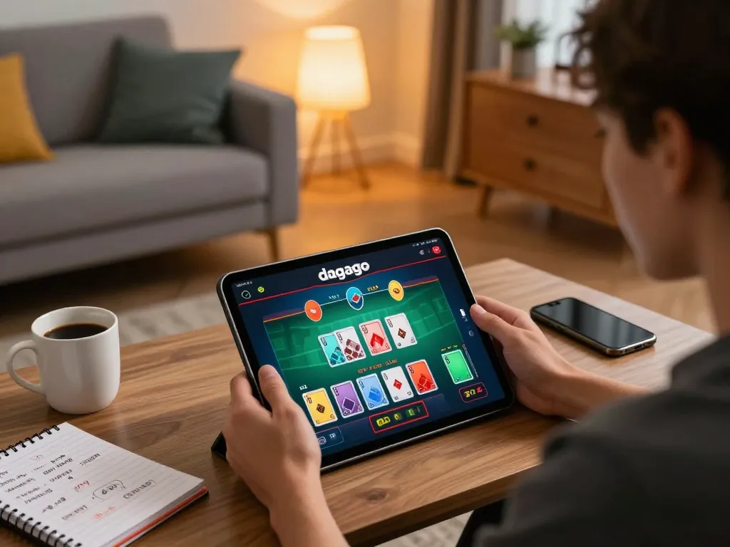Players engaging in the dagago app for live dealer games in a cozy home environment.