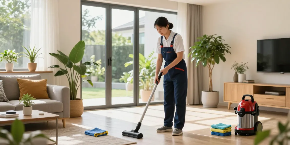 Reinigungsfirma Bern cleaning expert tidying a bright residential space.