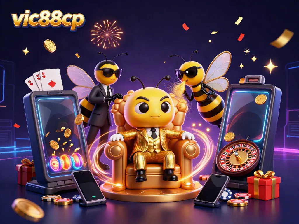 Engage with vic88cp's vibrant 3D casino world filled with colorful characters and gaming excitement.