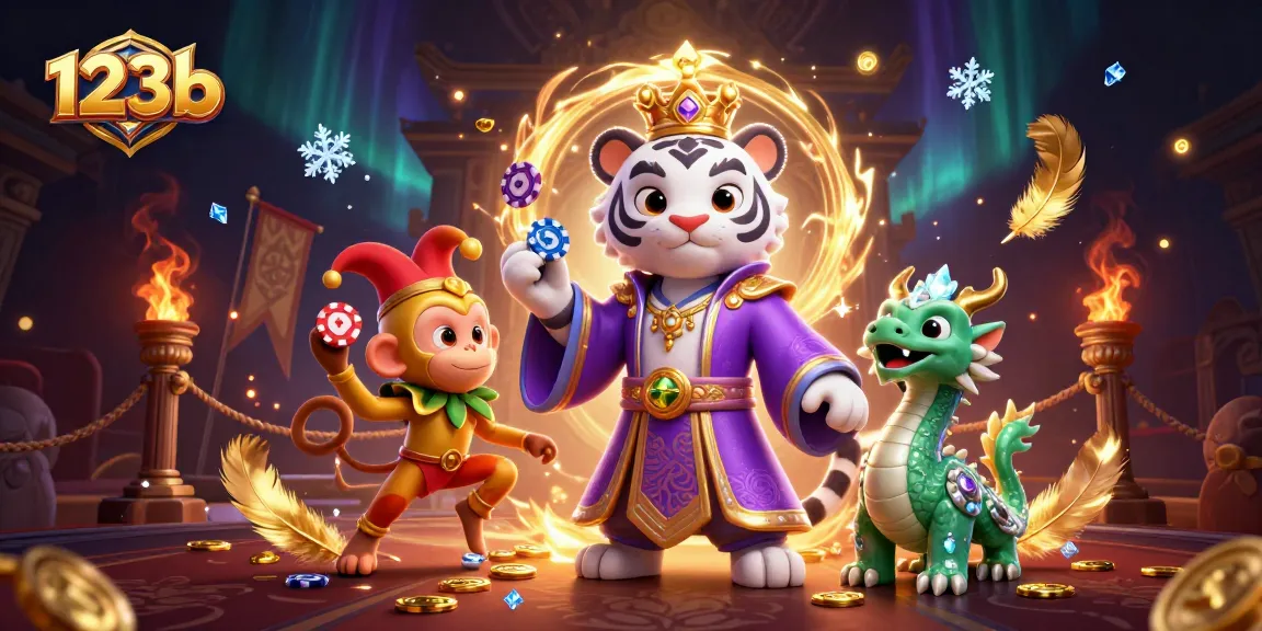 Experience the excitement of 123b with a vibrant casino scene featuring unique characters and dynamic gaming elements.