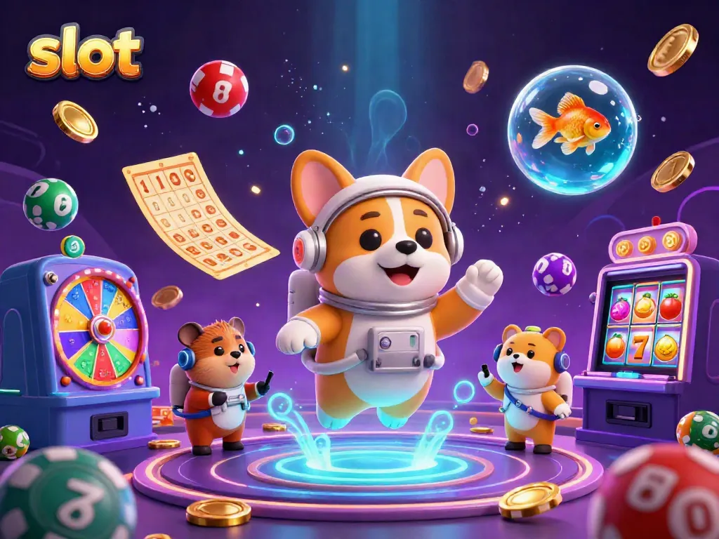 Experience lively slot action with a 3D rabbit and hamster duo in a vibrant casino.