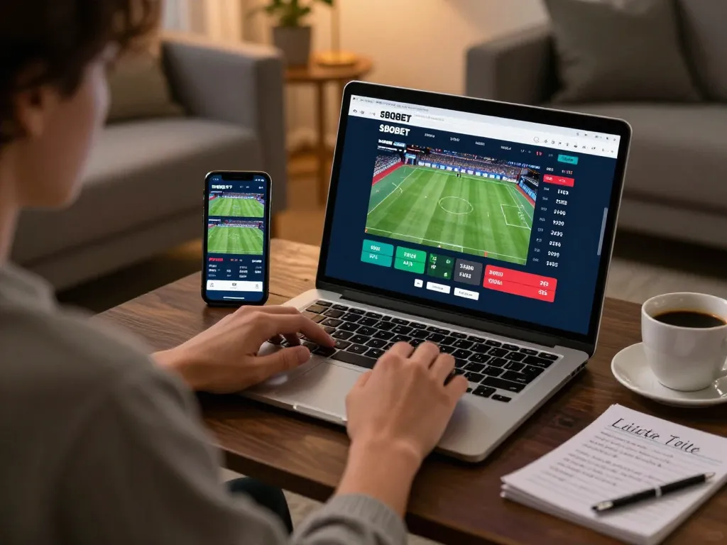 Taruhan olahraga mobile SBOBET di laptop dengan peluang langsung dalam suasana rumah yang nyaman
