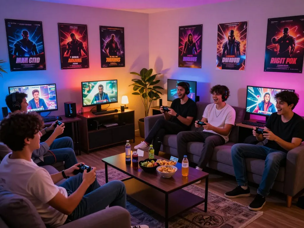 Engaged players enjoying an online porn game in a vibrant gaming environment.