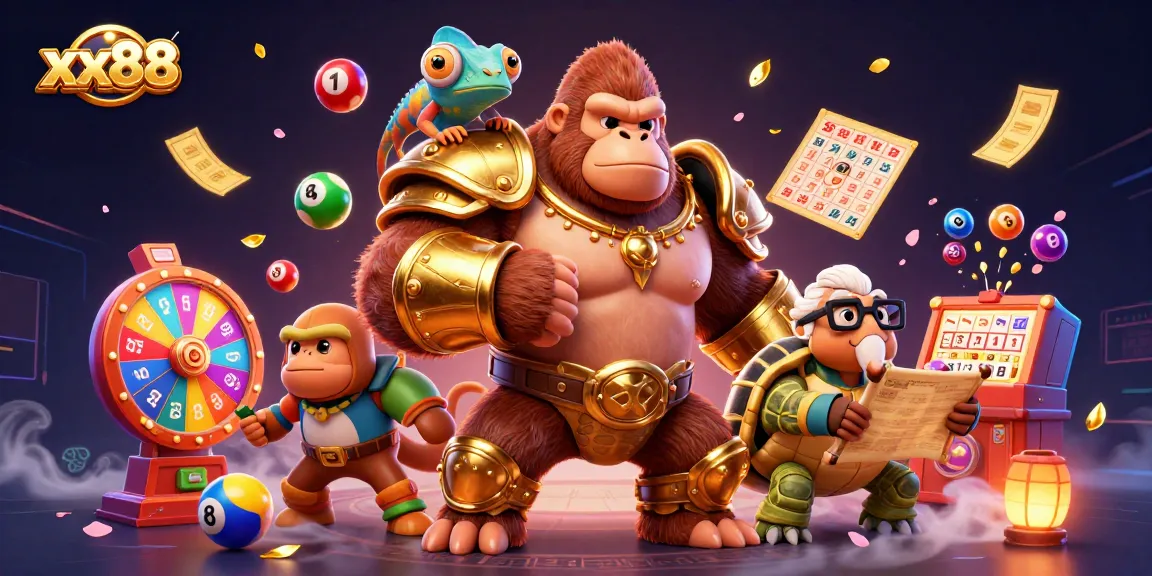 Experience dynamic gameplay with xx88's vibrant gambling scene featuring unique characters and elements.