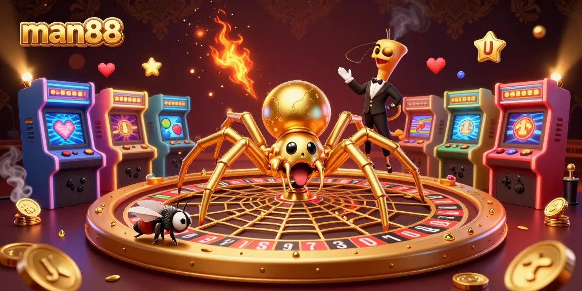 Engage in thrilling bets with man88 in a vibrant 3D casino-themed digital art scene.
